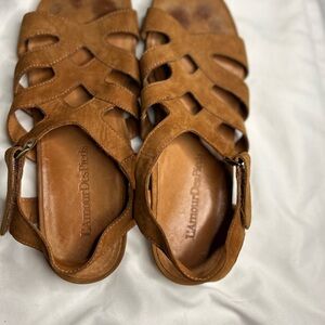 Denim&Co Tan Leather Sandals